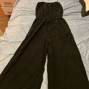 Aerie Black Strapless Jumpsuit